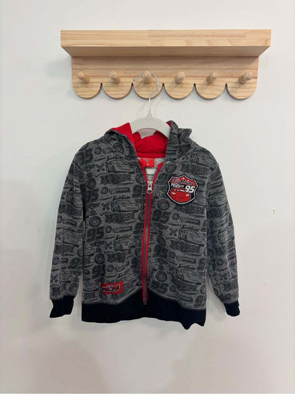 Disney Grey & Red Cars Hooded Zip-Up Sweatshirt